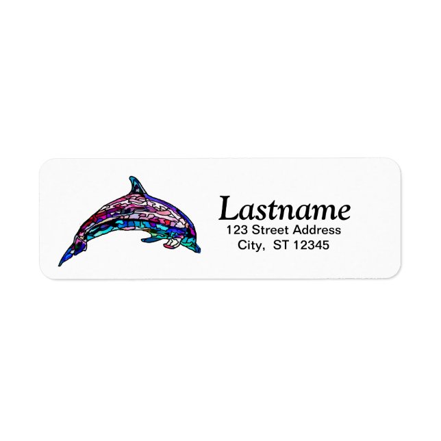 Étiquettes de adresse de dauphins en verre teint p (Devant)