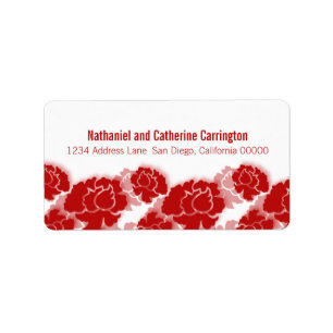 Étiquettes de adresse de décadence de fleurs rouge