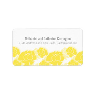 Étiquettes de adresse de décadence florale jaune