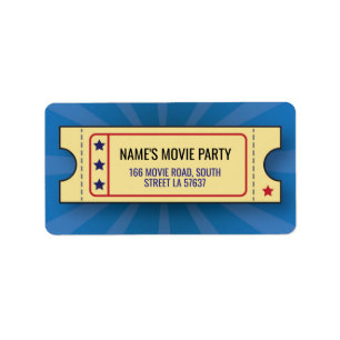 Étiquettes de adresse de film de billet de film de