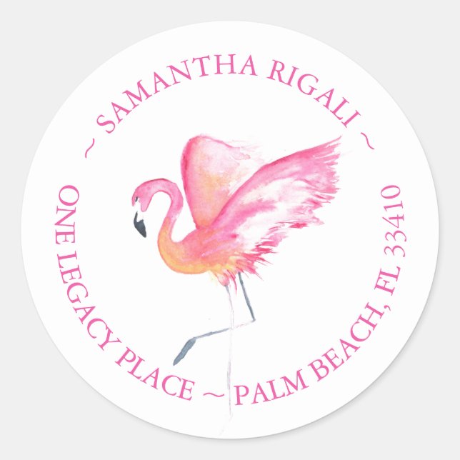 Étiquettes de adresse de Flamant rose rose tropica (Devant)