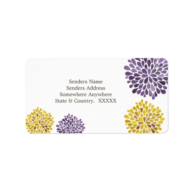 Étiquettes de adresse de fleurs pétales pourpres e (Devant)