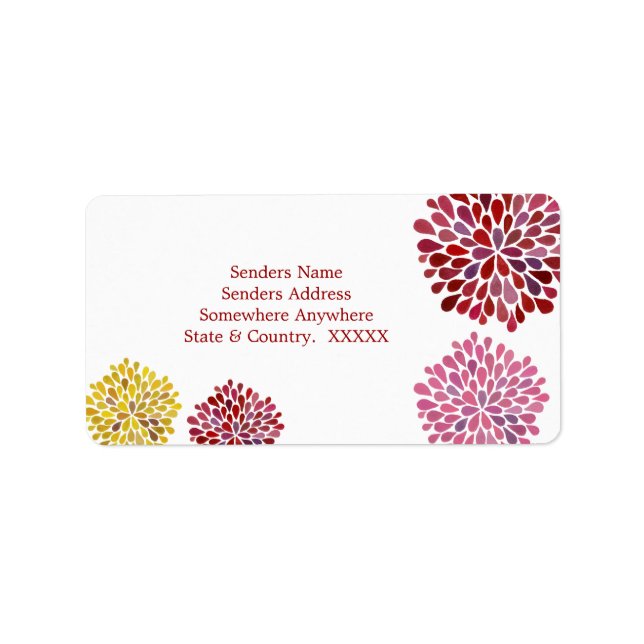 Étiquettes de adresse de fleurs pétales rouges ros (Devant)