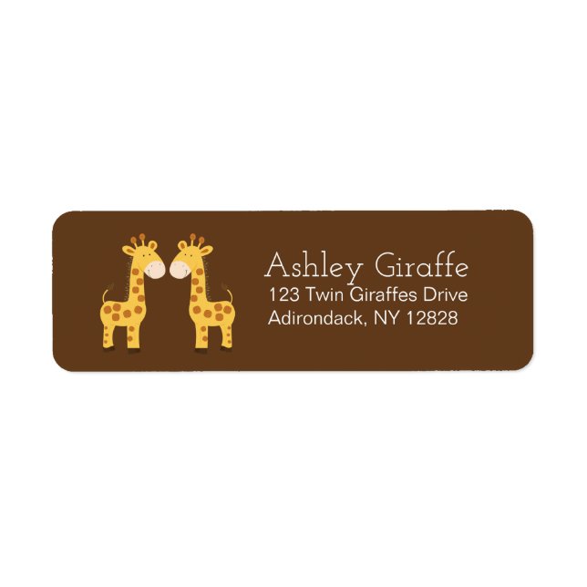 Étiquettes de adresse de giraffes jumelles (Devant)