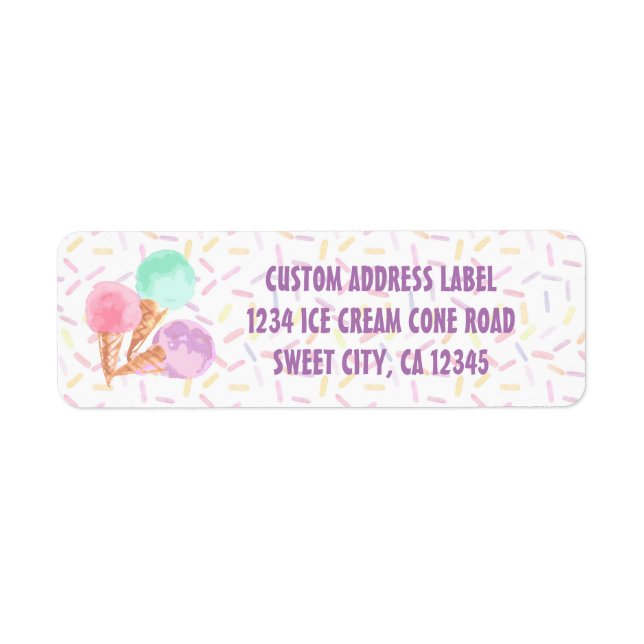 Étiquettes de adresse de la fête de la crème glacé (Devant)