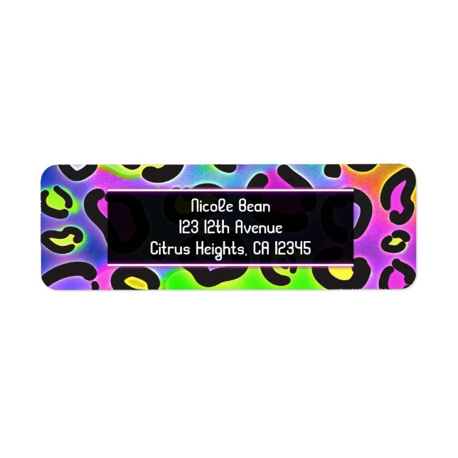 Étiquettes de adresse de la partie Rainbow Cheetah (Devant)