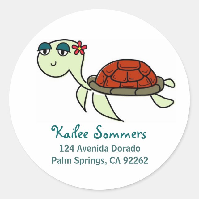 Étiquettes de adresse de la tortue de mer (Devant)