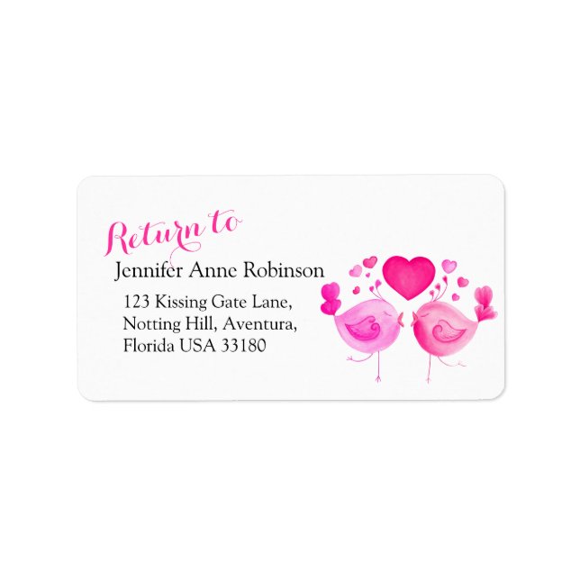 Étiquettes de adresse de lovebirds roses (Devant)
