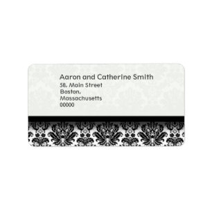 Étiquettes de adresse de Mariage damassé noir et b