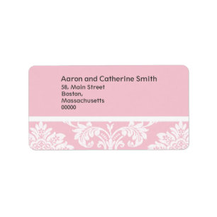 Étiquettes de adresse de Mariage damassé rose