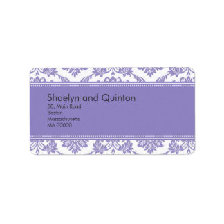 Étiquettes de adresse de Mariage damassé violet