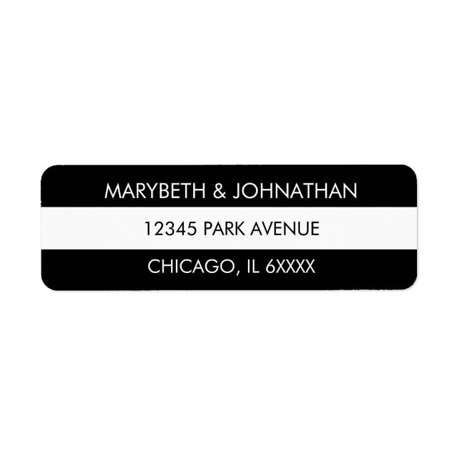 Étiquettes de adresse de Mariage de bande noir et  (Devant)