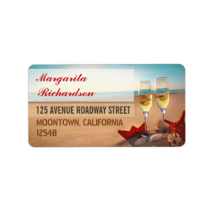 étiquettes de adresse de mariage de plage
