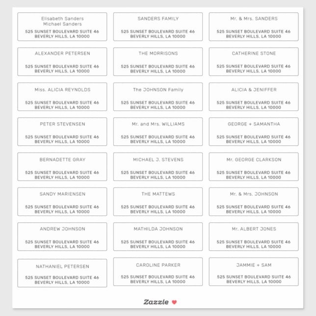 Étiquettes de adresse de messagerie individuels pe (Feuille)
