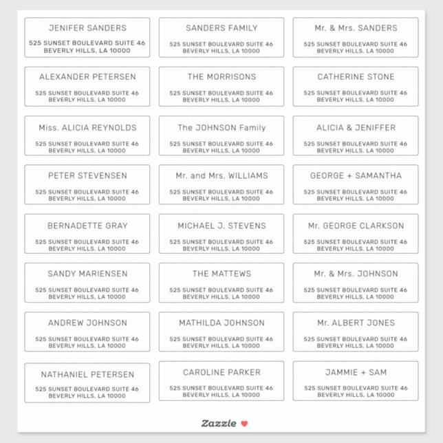 Étiquettes de adresse de messagerie individuels pe (Feuille)