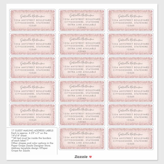 Étiquettes de adresse de messagerie invités Pink P (Feuille)