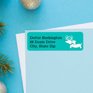 Étiquettes de adresse de Noël bleu Dachshund Reind