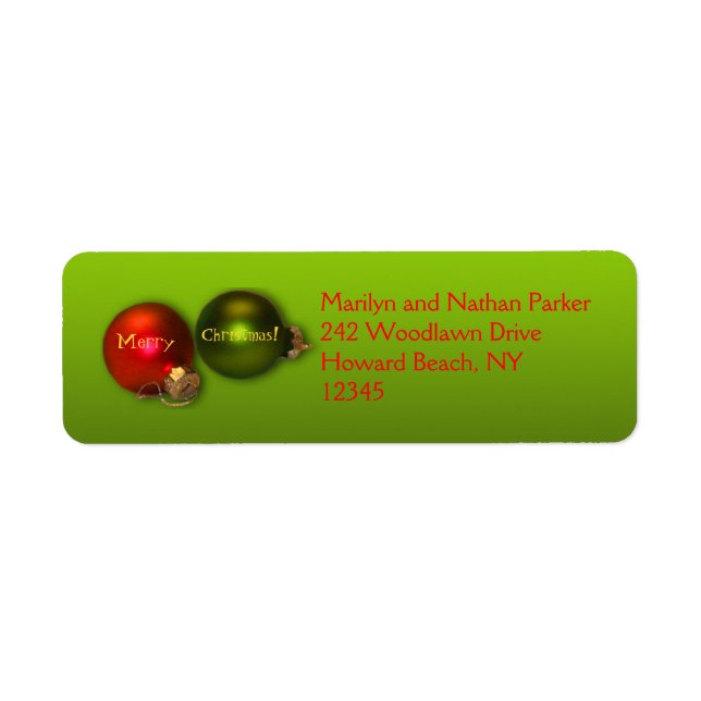 Étiquettes de adresse de Noël de l'ornement rouge  (Devant)