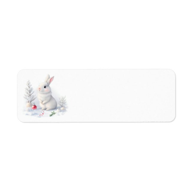 Étiquettes de adresse de Noël du lapin de neige (Devant)