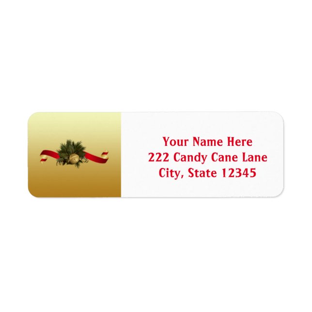 Étiquettes de adresse de Noël Gold Bell (Devant)