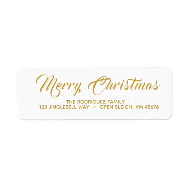 Étiquettes de adresse de Noël Or Simple Personnali (Devant)