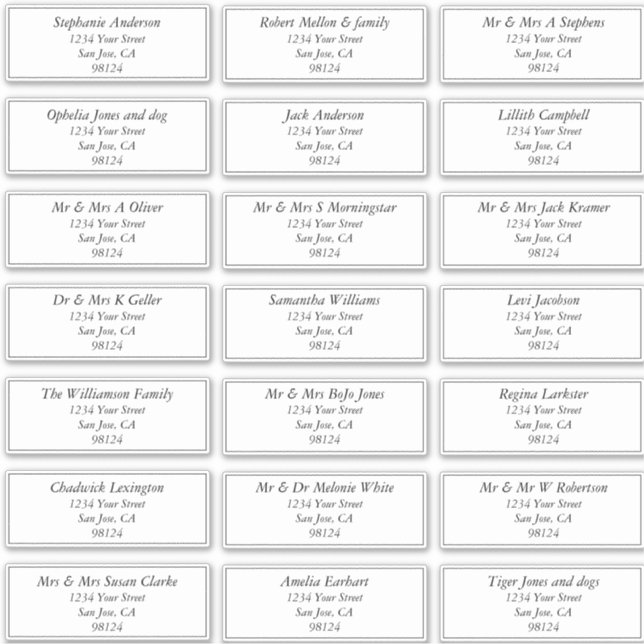 Étiquettes de adresse de nom d'invité préadressés (Devant)