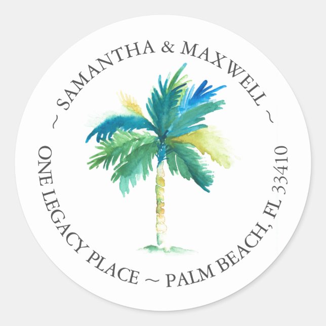 Étiquettes de adresse de palmiers tropicaux (Devant)