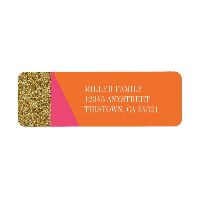 Étiquettes de adresse de Parties scintillant d'or (Devant)
