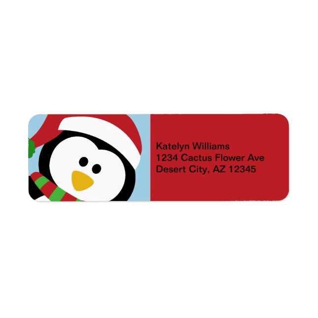 Étiquettes de adresse de pingouins de Noël (Devant)
