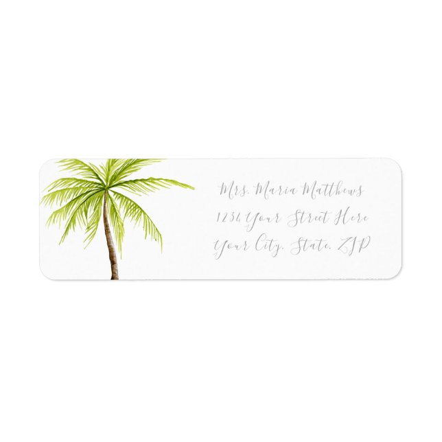 Étiquettes de adresse de plage de palmiers tropica (Devant)