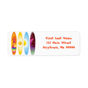 Étiquettes de adresse de planches de surf