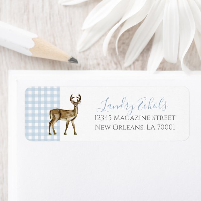 Étiquettes de adresse de Preppy Southern Blue Deer (En situation)