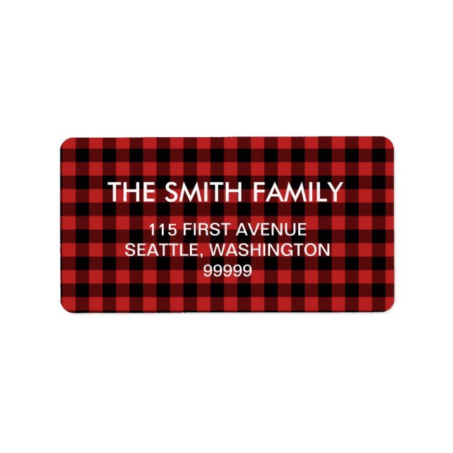 Étiquettes de adresse de Red Buffalo Plaid (Devant)