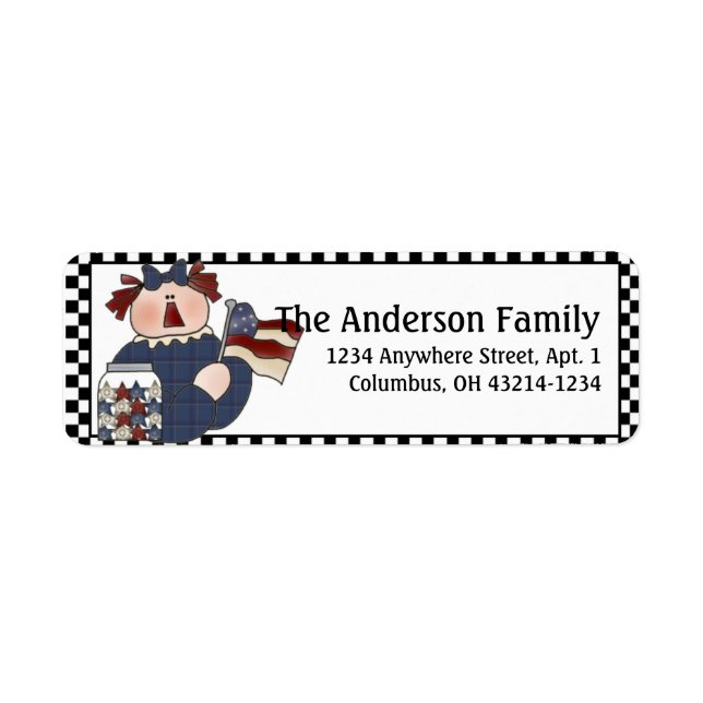 Étiquettes de adresse de retour americana Raggedy (Devant)