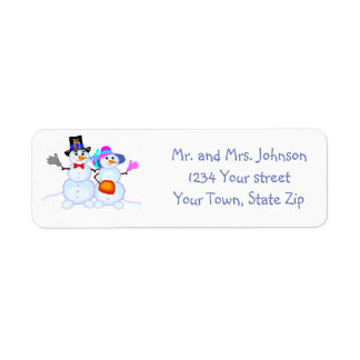 Étiquettes de adresse de Snowman Couple