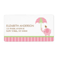 Étiquettes de adresse d'éléphants roses