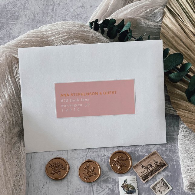 Étiquettes de adresse d'été rétro rose et orange (Créateur téléchargé)