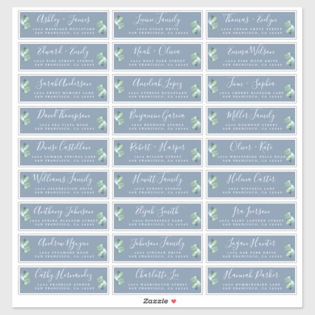 Étiquettes de adresse d'hôtes Mariages bleus perso (Feuille)