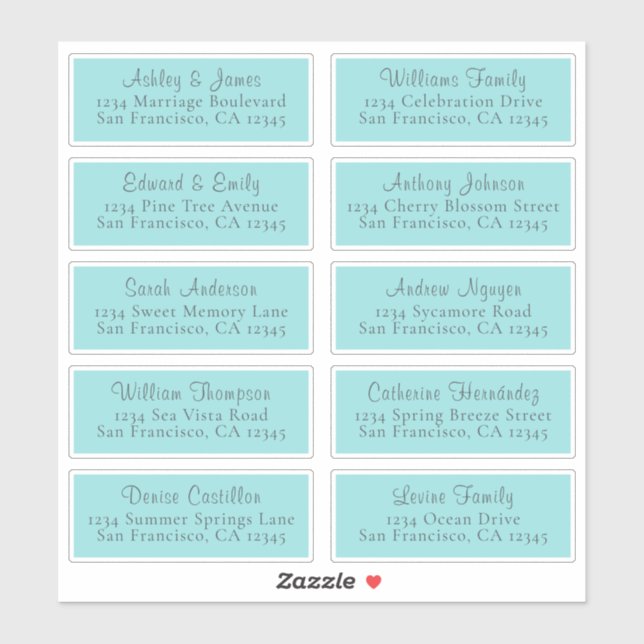 Étiquettes de adresse d'hôtes Mariages bleus perso (Feuille)