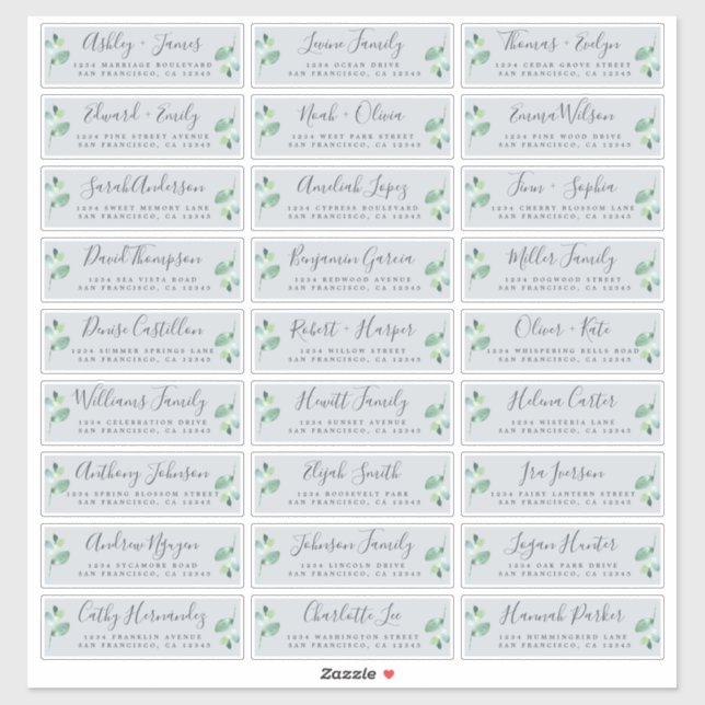 Étiquettes de adresse d'hôtes Mariages bleus perso (Feuille)