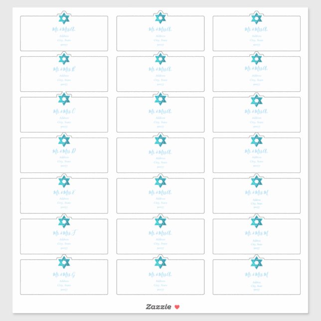 Étiquettes de adresse d'hôtes transparents, Aqua B (Feuille)