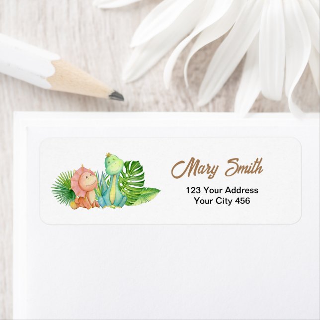 Étiquettes de adresse dinosaures (En situation)