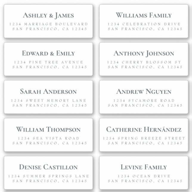 Étiquettes de adresse d'invités blancs COMMANDER 6 (Devant)