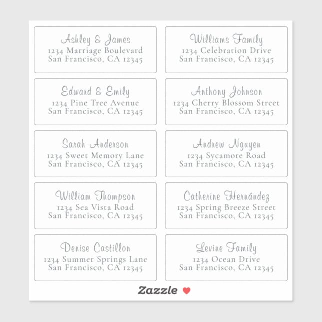 Étiquettes de adresse d'invités Mariages blancs pe (Feuille)