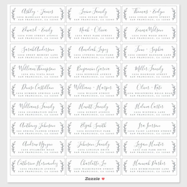 Étiquettes de adresse d'invités Mariages personnal (Feuille)