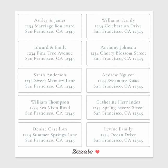 Étiquettes de adresse d'invités Mariages personnal (Feuille)