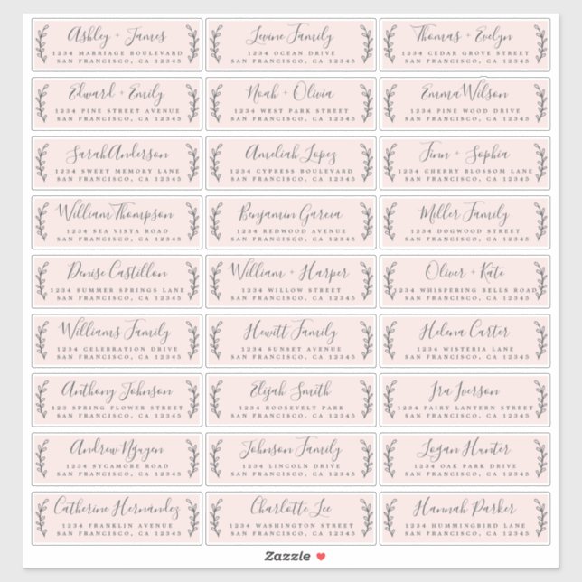 Étiquettes de adresse d'invités Mariages personnal (Feuille)