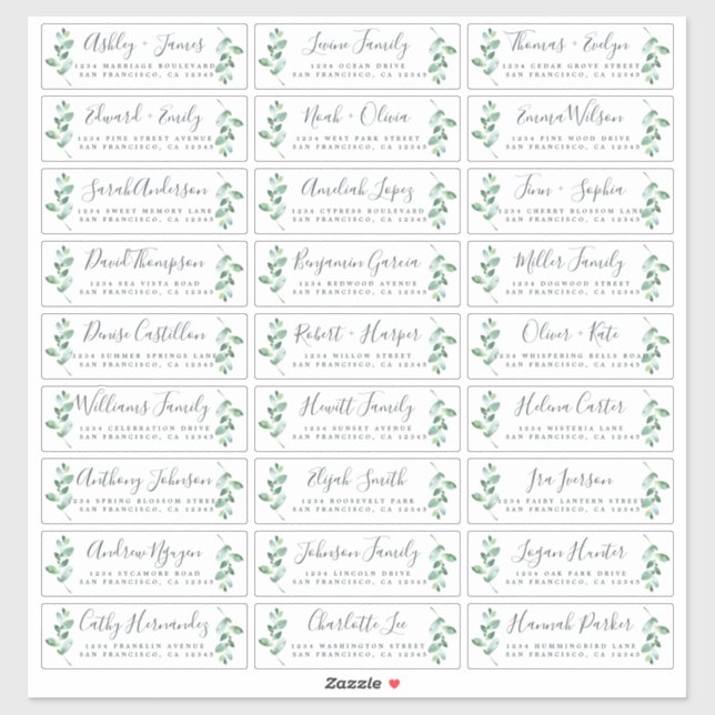 Étiquettes de adresse d'invités Mariages personnal (Feuille)