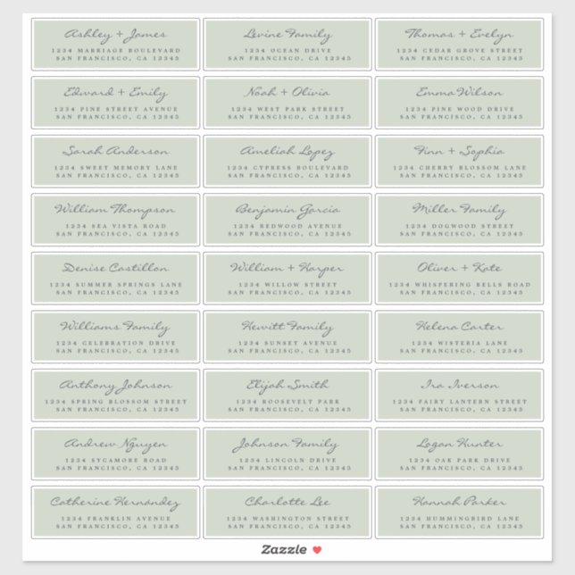 Étiquettes de adresse d'invités Mariages personnal (Feuille)