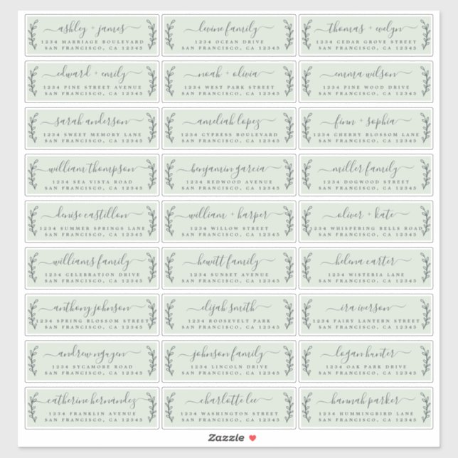 Étiquettes de adresse d'invités Mariages personnal (Feuille)